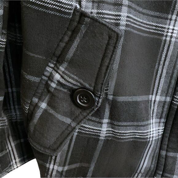 Self Esteem Womens L Black & White Flannel Zip Up Jacket Coat Lined Pockets - Picture 7 of 12